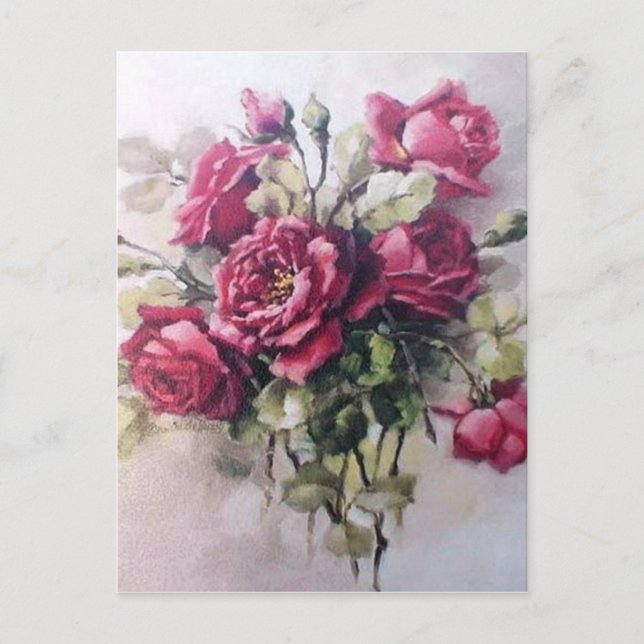 Vintage Rose Bouquet Postcard (Front)