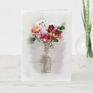 Vintage Rose Bouquet Sympathy Card