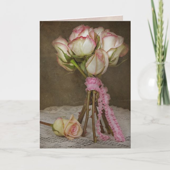 vintage rose bouquet thinking of you card (Front)