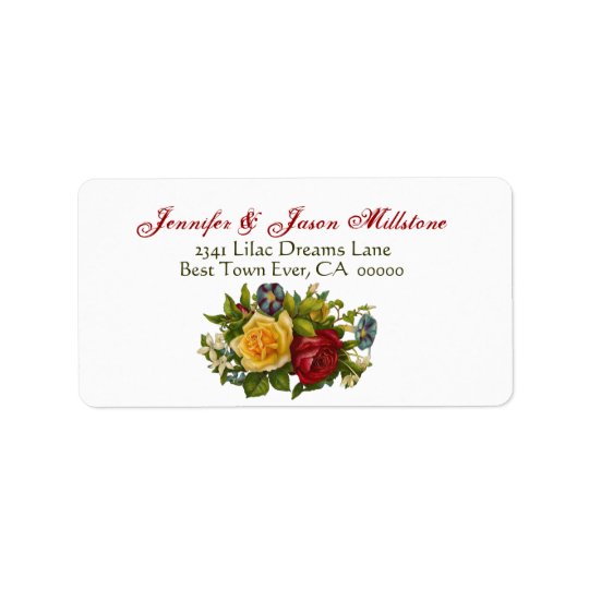 Vintage Rose Bouquet Wedding Label Address Label