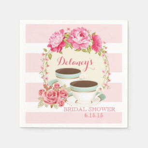 Vintage Rose Bridal Shower Tea Party Napkins