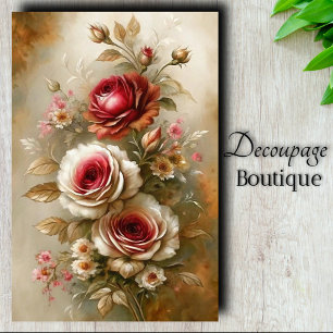 Vintage Rose Charm Decoupage Tissue Paper