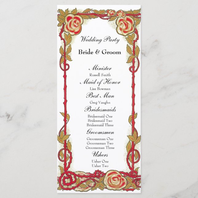 Vintage Rose Christian Wedding Program (Front)