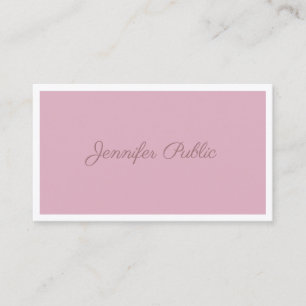 Vintage Rose Colour Handwritten Script Text Plain Business Card
