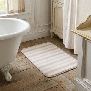 Vintage Rose & Cream Striped French Country Bath Mat