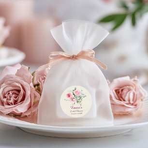 Vintage Rose Customise Bridal Shower Paper Classic Round Sticker