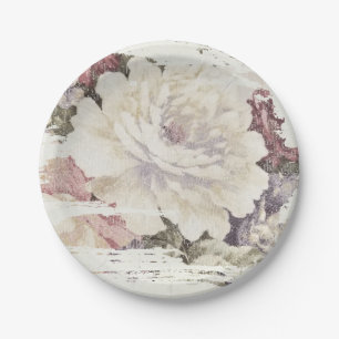 vintage rose design paper plate