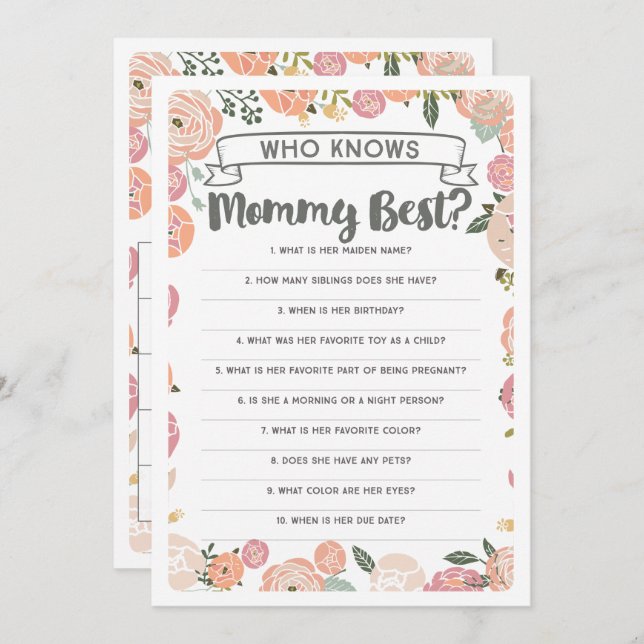 Vintage Rose Double Sided Baby Shower Game Invitation (Front/Back)