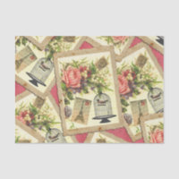 Vintage Rose, Eiffel Tower, & Bird Cage Postcard