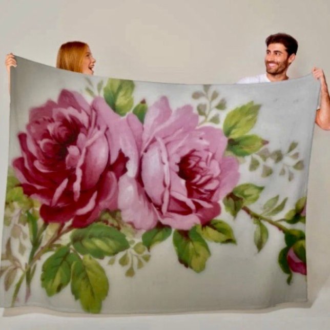 Vintage Rose Elegance Fleece Blanket (Creator Uploaded)