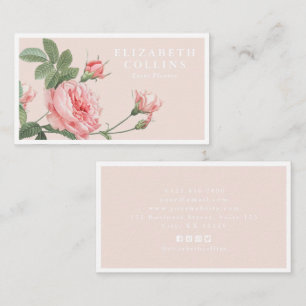 Vintage Rose Elegant Event Planner Business Card