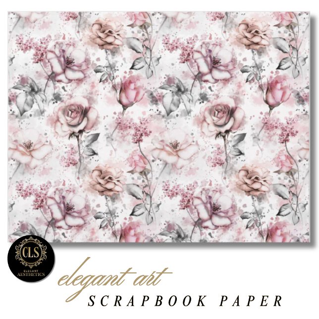 Vintage Rose Ephemera Scrapbook Paper  (Decoupage Paper – Vintage Rose Ephemera)