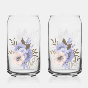 Vintage Rose Floral Art    Retro Botanical Flowers Can Glass