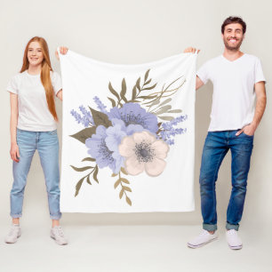 Vintage Rose Floral Art Retro Botanical Flowers Fleece Blanket