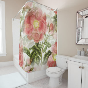Vintage Rose Floral Blooms Shower Curtain