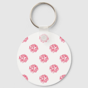 Vintage Rose Floral Curtains Key Ring
