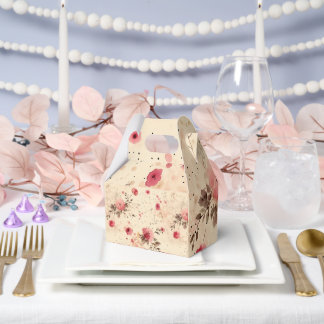 Vintage Rose Floral Favor Box Pink and Cream