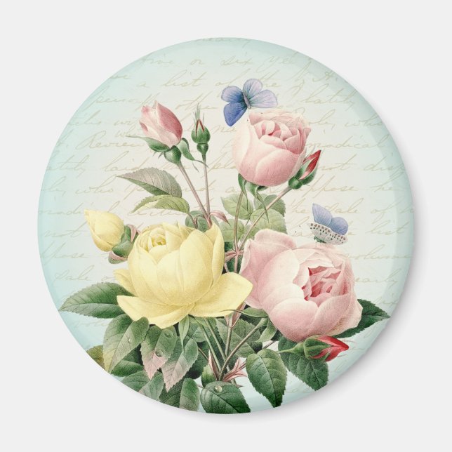 Vintage rose floral magnet (Front)
