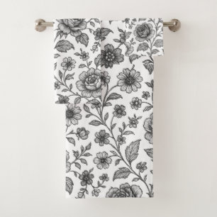 Vintage Rose Floral Pattern  Bath Towel Set