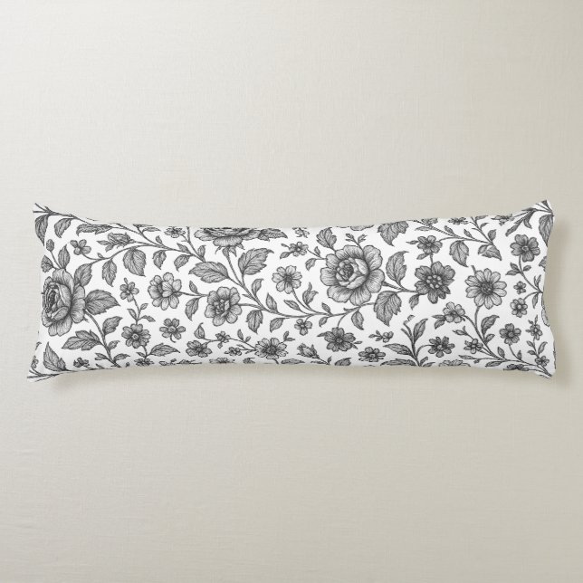 Vintage Rose Floral Pattern  Body Cushion (Front)