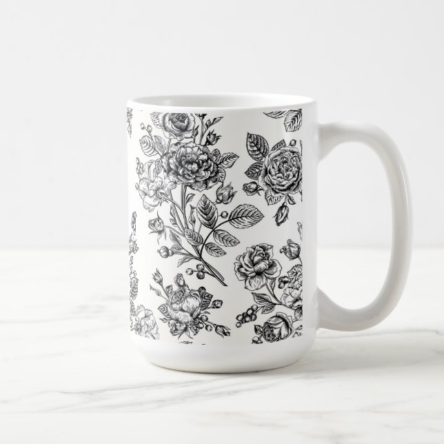 Vintage Rose Floral Pattern Coffee Mug (Right)