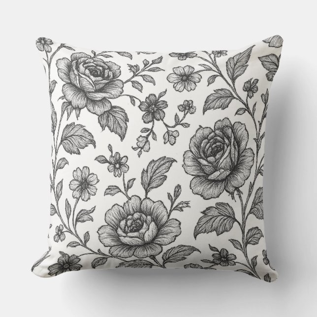 Vintage Rose Floral Pattern  Cushion (Front)