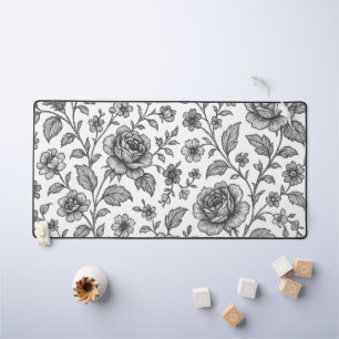 Vintage Rose Floral Pattern Desk Mat