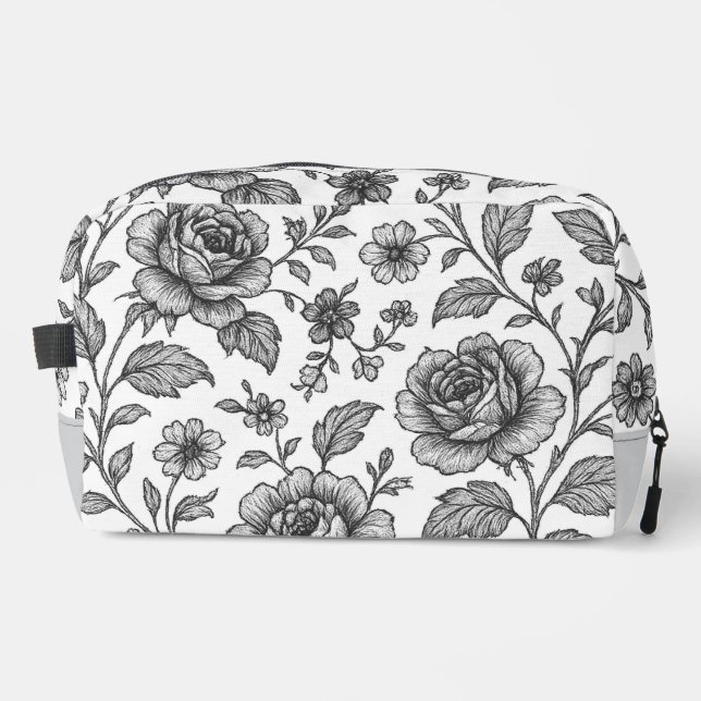 Vintage Rose Floral Pattern  Dopp Kit (Front)