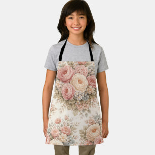 Vintage Rose Floral Pattern Elegant Pastel Apron