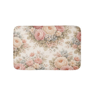 Vintage Rose Floral Pattern | Elegant Pastel Bath Mat