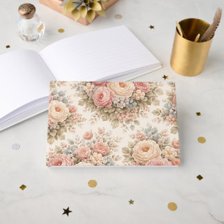 Vintage Rose Floral Pattern | Elegant Pastel Guest Book