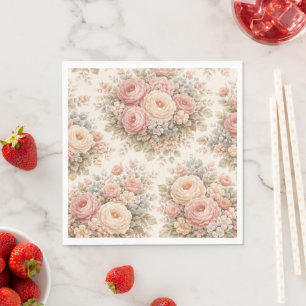 Vintage Rose Floral Pattern Elegant Pastel Napkin