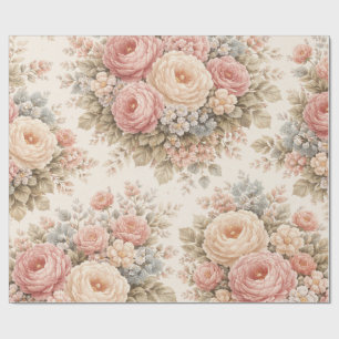 Vintage Rose Floral Pattern   Elegant Pastel  Wrapping Paper