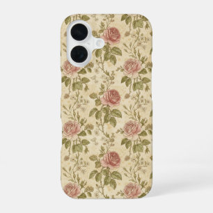 Vintage Rose Floral Pattern iPhone 16 Case