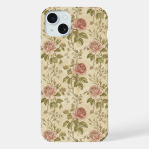 Vintage Rose Floral Pattern iPhone 15 Plus Case
