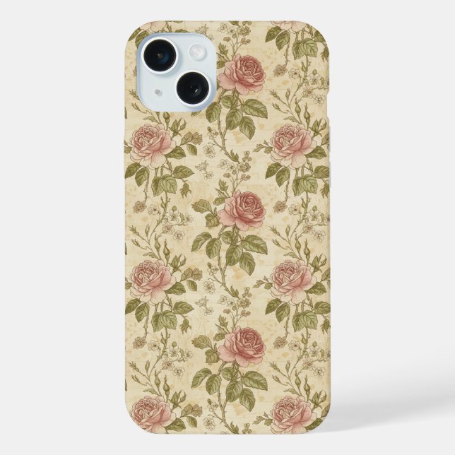 Vintage Rose Floral Pattern iPhone Case (Back)