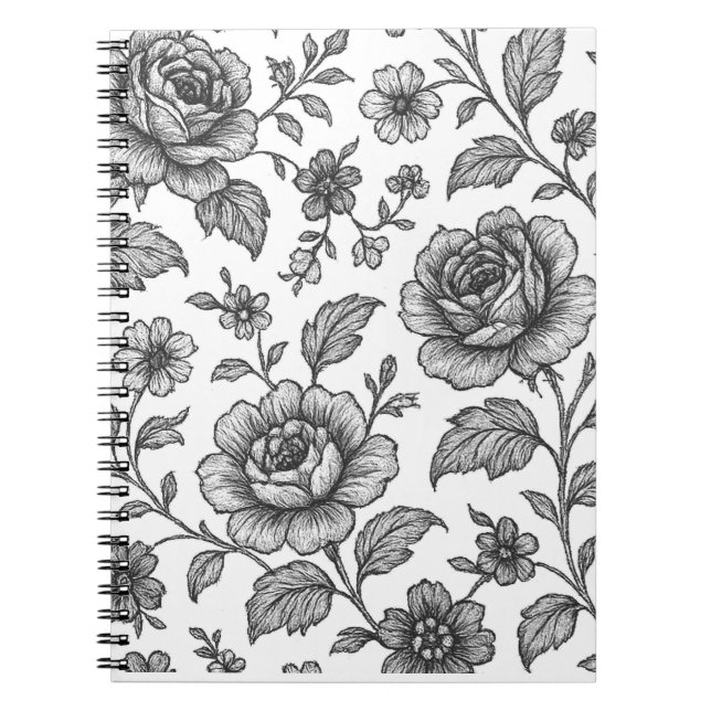 Vintage Rose Floral Pattern  Notebook (Front)
