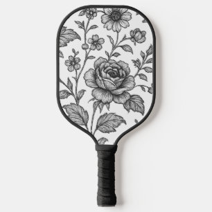 Vintage Rose Floral Pattern Pickleball Paddle