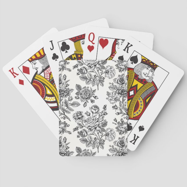 Vintage Rose Floral Pattern Playing Cards (Back)