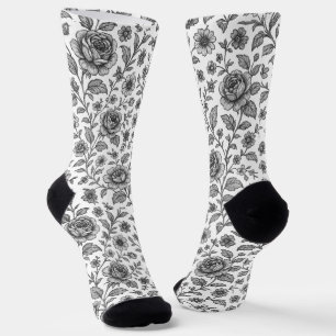 Vintage Rose Floral Pattern  Socks