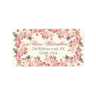 Vintage rose floral personalised address labels