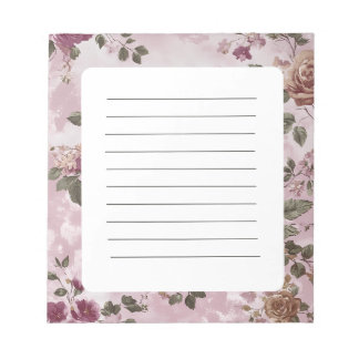 Vintage Rose Floral Watercolor Simple  Notepad