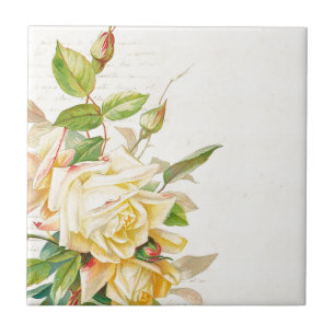 Vintage Rose Flower Floral Pattern Tile