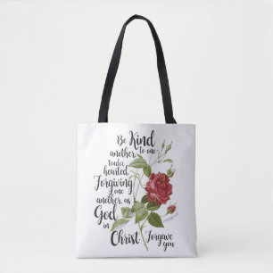 Vintage Rose flower illustrated with bible verse Tote Bag