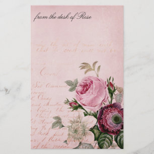 Vintage Rose Flower Letter Stationery Paper
