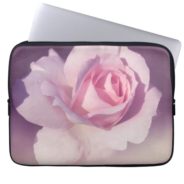 Vintage Rose Flower Pink Purple Design Laptop Sleeve (Front)