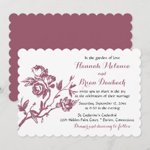 Vintage Rose Flower Plum Purple Floral Wedding Invitation