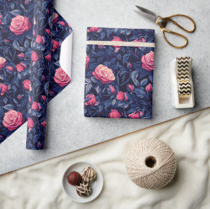 Vintage Rose Flower Tropical Wrapping Paper
