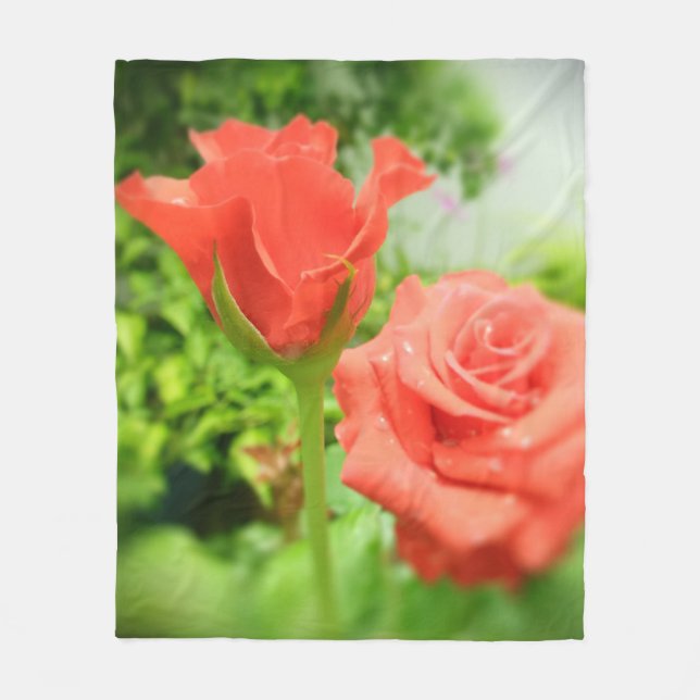 Vintage Rose Flowers #2 Fleece Blanket (Front)
