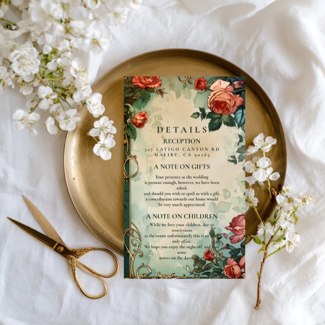 Vintage Rose Frame Botanical Wedding Enclosure Card (Creator Uploaded)